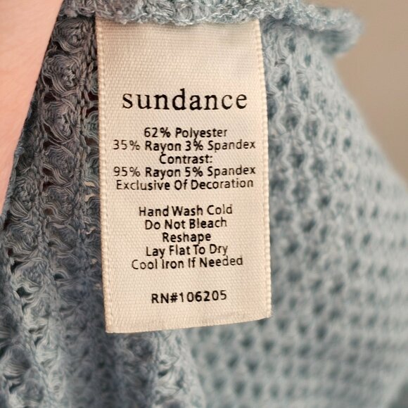 Sundance Light Blue Waffle Knit Long Sleeve Sz M - Picture 7 of 8